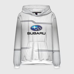Толстовка-худи мужская Subaru auto steel metal, цвет: 3D-белый