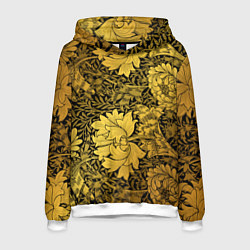 Толстовка-худи мужская Золотые подсолнухи, цвет: 3D-белый