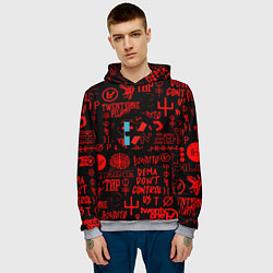 Толстовка-худи мужская Twenty one pilots pattern rock steel, цвет: 3D-меланж — фото 2