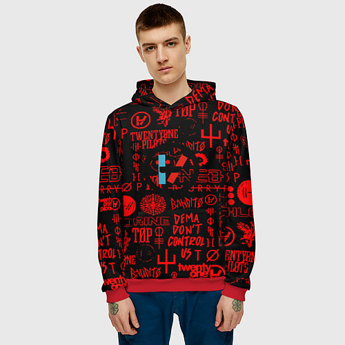 Мужская толстовка Twenty one pilots pattern rock steel / 3D-Красный – фото 3