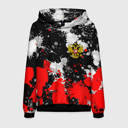 Мужская толстовка Герб РФ абстрактыне краски / 3D-Черный – фото 1