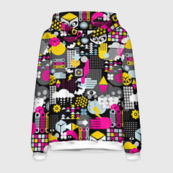 Толстовка-худи мужская Цветной абстрактный паттерн, цвет: 3D-белый