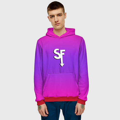 Мужская толстовка Sally Face neon gradient / 3D-Красный – фото 3