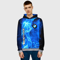 Толстовка-худи мужская BMW flower flame, цвет: 3D-меланж — фото 2