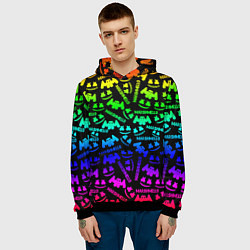 Толстовка-худи мужская Marshmello neon steel pattern, цвет: 3D-черный — фото 2