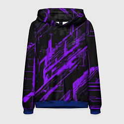 Толстовка-худи мужская Purple stripes on a black background, цвет: 3D-синий