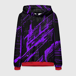 Толстовка-худи мужская Purple stripes on a black background, цвет: 3D-красный