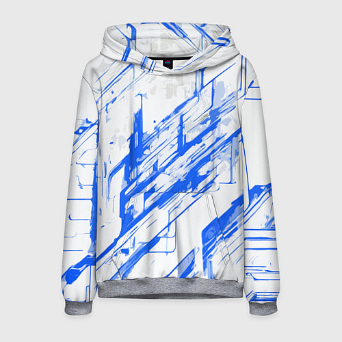 Мужская толстовка Синие полосы на белом фоне / 3D-Меланж – фото 1