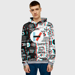Толстовка-худи мужская Twenty one pilots glitch pattern, цвет: 3D-меланж — фото 2