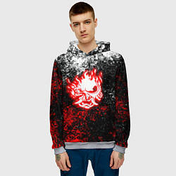 Толстовка-худи мужская Cyberpunk брызги красок, цвет: 3D-меланж — фото 2