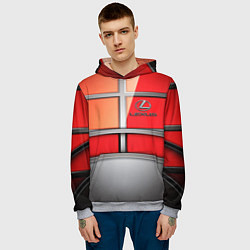 Толстовка-худи мужская Lexus carbon car, цвет: 3D-меланж — фото 2