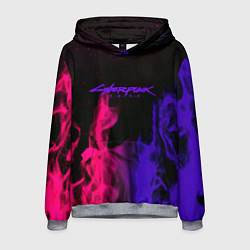 Толстовка-худи мужская Cyberpunk 2077 neon flame, цвет: 3D-меланж
