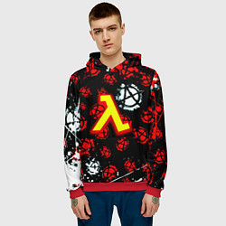 Толстовка-худи мужская Half life anarhy, цвет: 3D-красный — фото 2