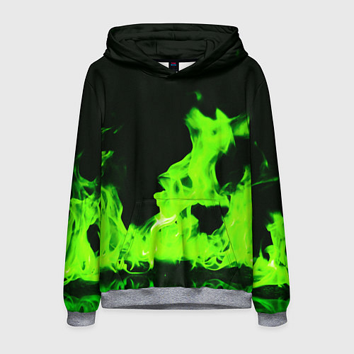Мужская толстовка Кислотный зелёный огонь / 3D-Меланж – фото 1