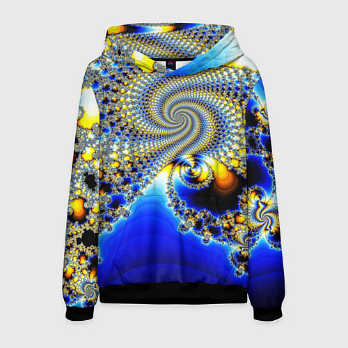 Мужская толстовка Фрактальный психоделики узор / 3D-Черный – фото 1