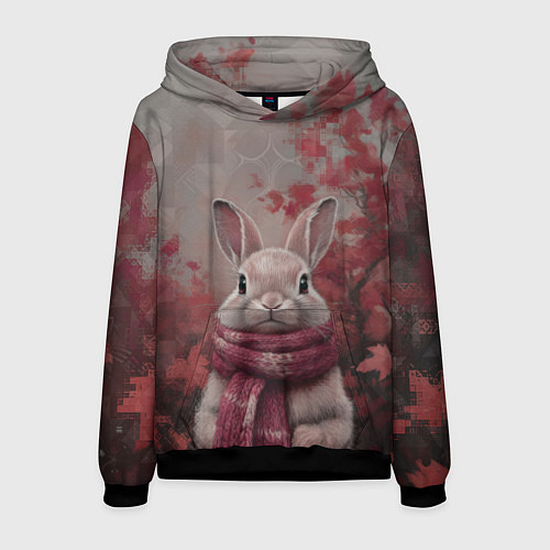 Мужская толстовка Кролик в малиновых тонах / 3D-Черный – фото 1