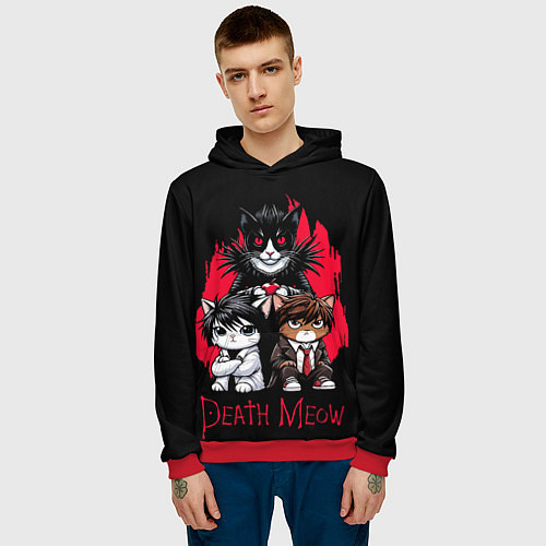 Мужская толстовка Death meow cats / 3D-Красный – фото 3