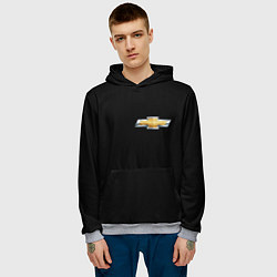 Толстовка-худи мужская Chevrolet logo, цвет: 3D-меланж — фото 2