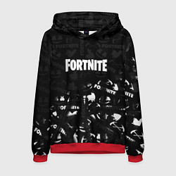 Толстовка-худи мужская Fortnite pattern black, цвет: 3D-красный