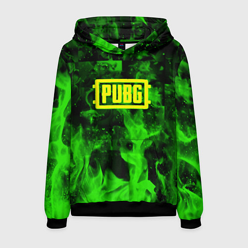 Мужская толстовка PUBG green fire game / 3D-Черный – фото 1