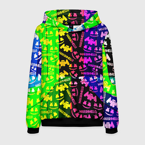 Мужская толстовка Marshmello pattern neon steel / 3D-Черный – фото 1