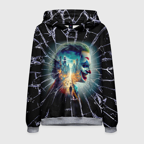Мужская толстовка Джокер в мегаполисе - осколки / 3D-Меланж – фото 1