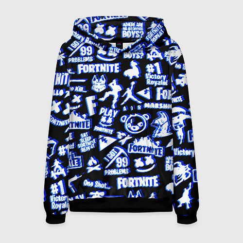 Мужская толстовка Fortnite neon game steel / 3D-Черный – фото 1