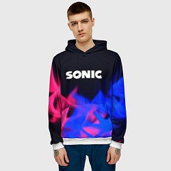 Толстовка-худи мужская Sonic neon flame, цвет: 3D-белый — фото 2