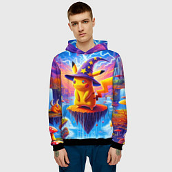 Толстовка-худи мужская Pikachu in a stargazers hat, цвет: 3D-черный — фото 2