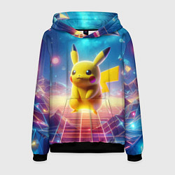 Толстовка-худи мужская Funny Pikachu - vaporwave, цвет: 3D-черный