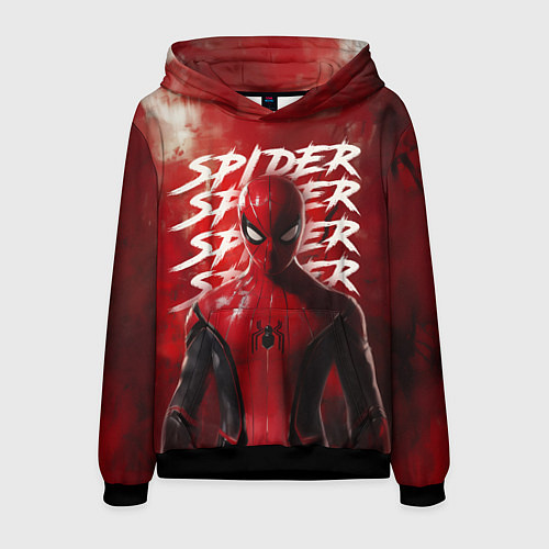 Мужская толстовка Spider-man red background / 3D-Черный – фото 1