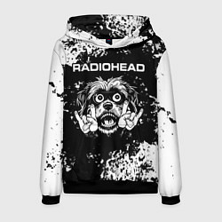 Толстовка-худи мужская Radiohead рок пес, цвет: 3D-черный