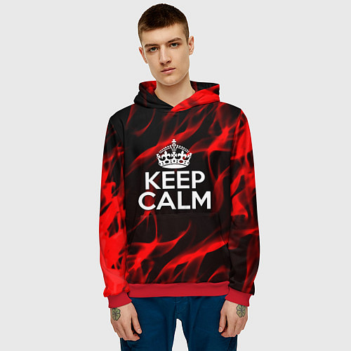 Мужская толстовка Keep calm flame red / 3D-Красный – фото 3