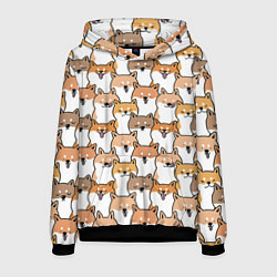 Толстовка-худи мужская Узор сиба ину, цвет: 3D-черный