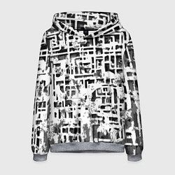 Толстовка-худи мужская Бело-чёрная абстракция, цвет: 3D-меланж
