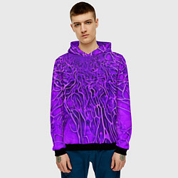 Толстовка-худи мужская Фиолетовый симбионт абстракция, цвет: 3D-черный — фото 2