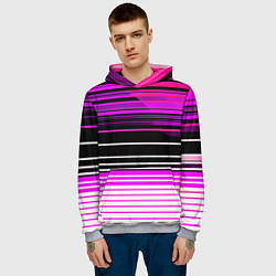 Толстовка-худи мужская Разноцветные вертикальные линии, цвет: 3D-меланж — фото 2