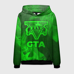 Толстовка-худи мужская GTA - green gradient, цвет: 3D-черный