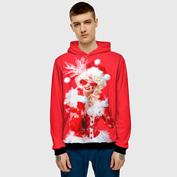 Толстовка-худи мужская Креативная снегурочки - высокая мода, цвет: 3D-черный — фото 2