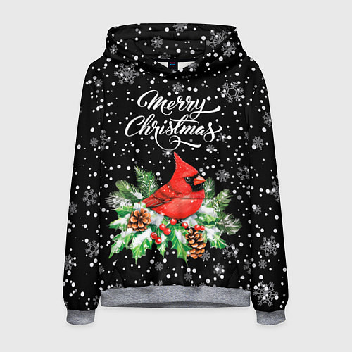 Мужская толстовка Рождественский красный кардинал / 3D-Меланж – фото 1