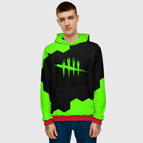 Мужская толстовка Dead by daylight hexagon / 3D-Красный – фото 3