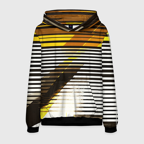 Мужская толстовка Жёлто-чёрные полосы на белом фоне / 3D-Черный – фото 1
