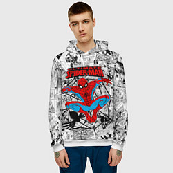 Толстовка-худи мужская Человек паук комиксы, цвет: 3D-белый — фото 2
