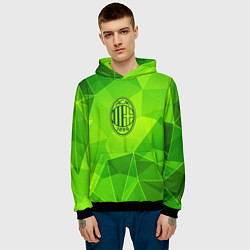 Толстовка-худи мужская AC Milan green poly, цвет: 3D-черный — фото 2