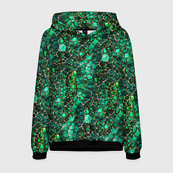 Толстовка-худи мужская Змеиная зелёная кожа, цвет: 3D-черный