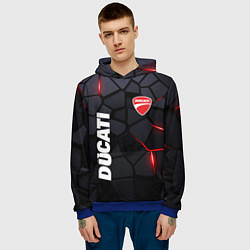 Толстовка-худи мужская Ducati - плиты с эффектом свечения, цвет: 3D-синий — фото 2