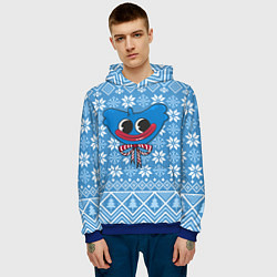 Толстовка-худи мужская Huggy Wuggy миленький новогодний свитер ugly, цвет: 3D-синий — фото 2