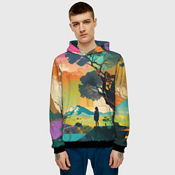 Толстовка-худи мужская На природе абстракция, цвет: 3D-черный — фото 2