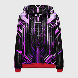 Толстовка-худи мужская Purple lines on a black background, цвет: 3D-красный