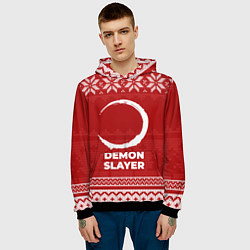 Толстовка-худи мужская Новогодний Demon Slayer, цвет: 3D-черный — фото 2